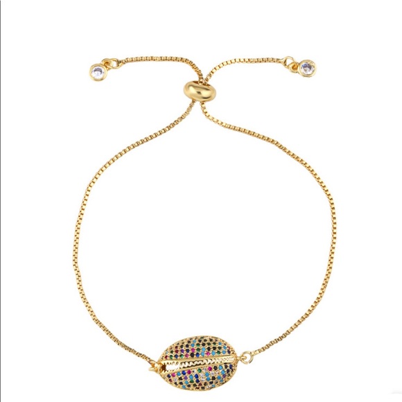 Grit and Grace Jewelry - Multicolor Pave Gold Cowrie Shell Slider Bracelet